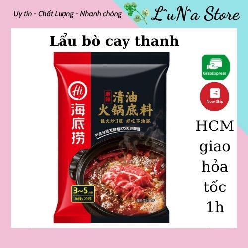 Gói Lẩu cay thanh bò 220g cho 3-5 người ăn, cốt lẩu Haidilao có sẵn nhiều vị date mới giao ngay trong 2h