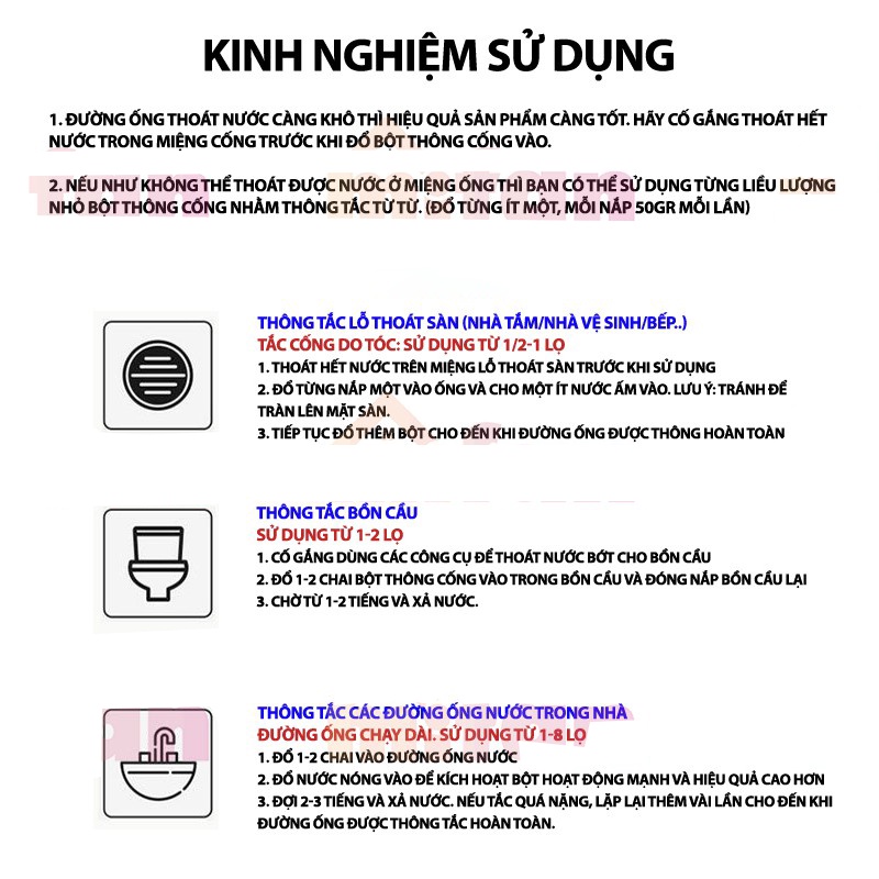 Bột thông cống, thông bồn cầu, bột thông bồn cầu cực mạnh