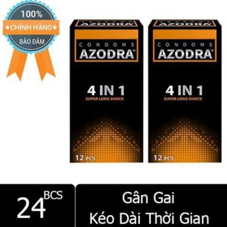 Combo 2 hộp bcs kéo dài thời gian azodra gân gai 24 bao cao su