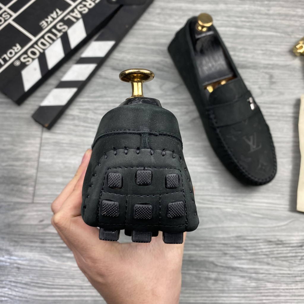 Giày lười LV cao cấp da lộn màu đen mẫu mới nhất siêu HOT