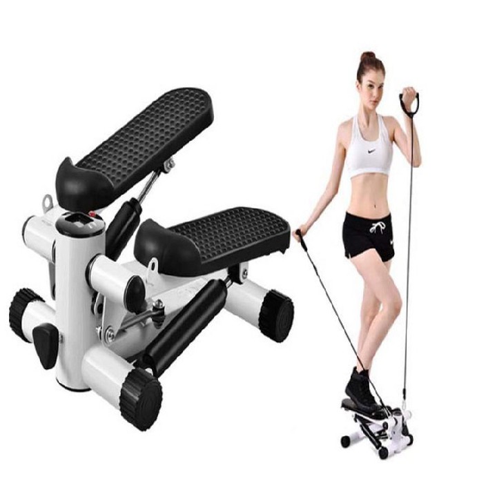 Máy chạy bộ mini stepper cao cấp - tặng kèm dây cáp tập tay, thế hệ máy chạy bộ tại nhà gọn nhẹ, bảo hành 2 năm