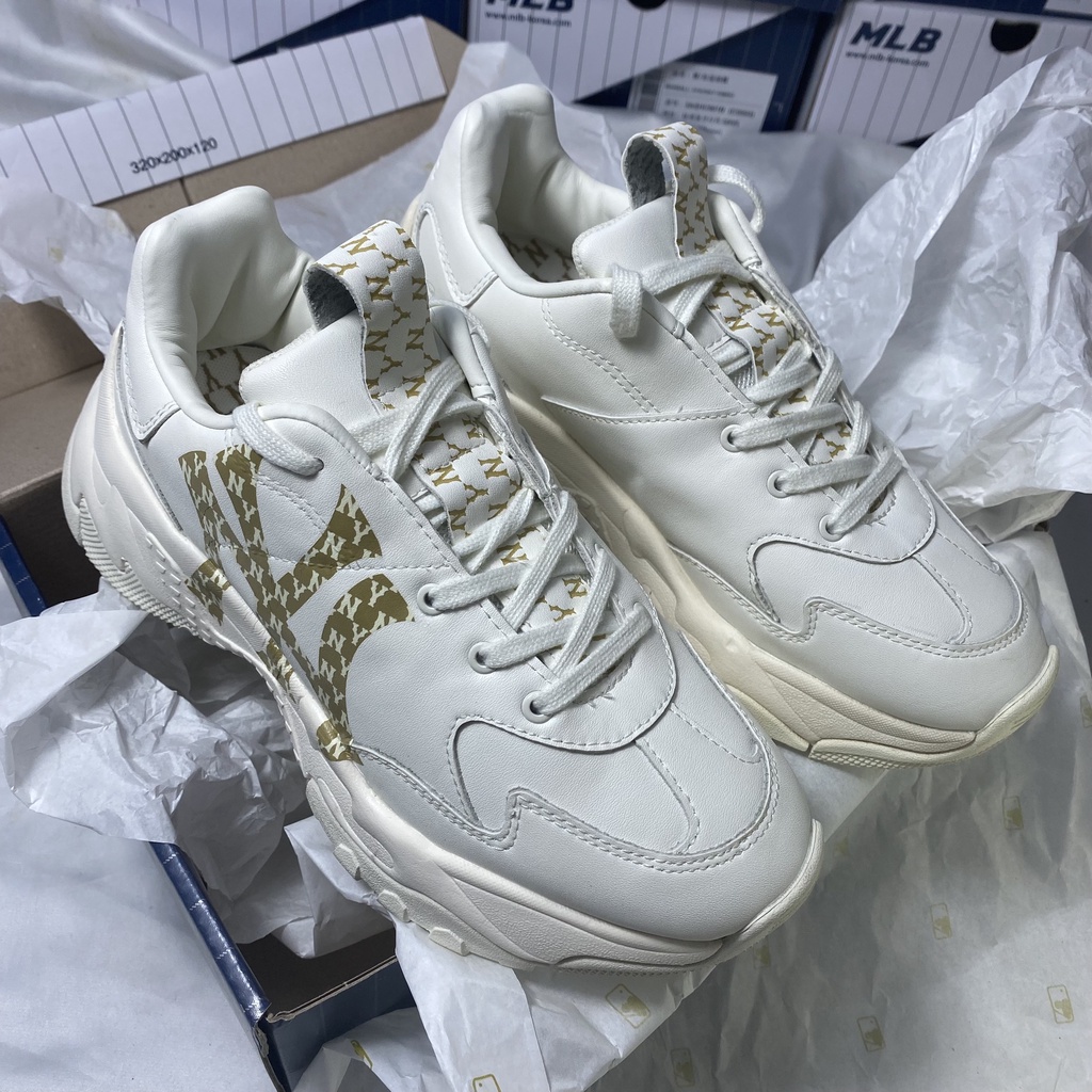 [Chính Hãng] Giày thể thao Sneaker MLB Big Ball Chunky Monogram Logo NY Vàng