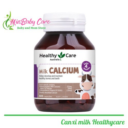 [ Chính Hãng ] Canxi Sữa - Canxi Milk Healthy care lọ 60 viên ( Mẫu mới )