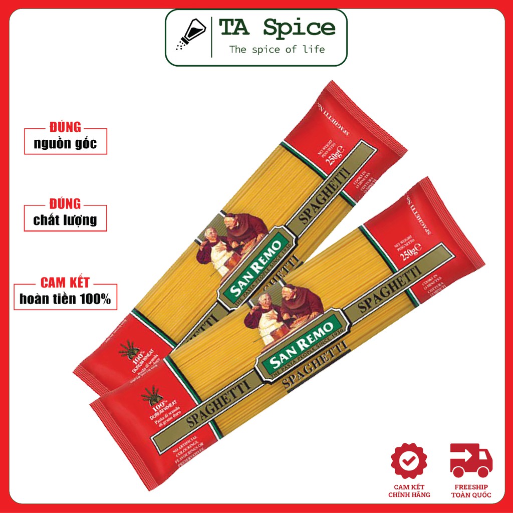 [GIÁ DÙNG THỬ] Mì Spaghetti San Remo Số 5 sợi tròn gói 250g - San Remo Spaghetti Pasta No.5