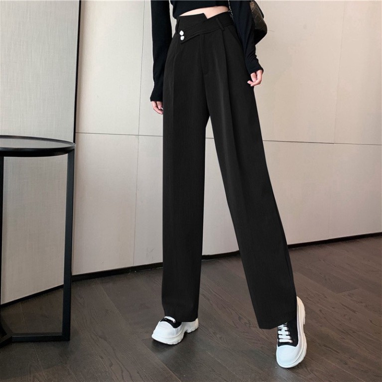 Quần Ống Rộng Cạp Cao Baggy, Quần Suông Ống Loe Culottes Nữ Siêu Hót 2021 Hàng Quảng Châu