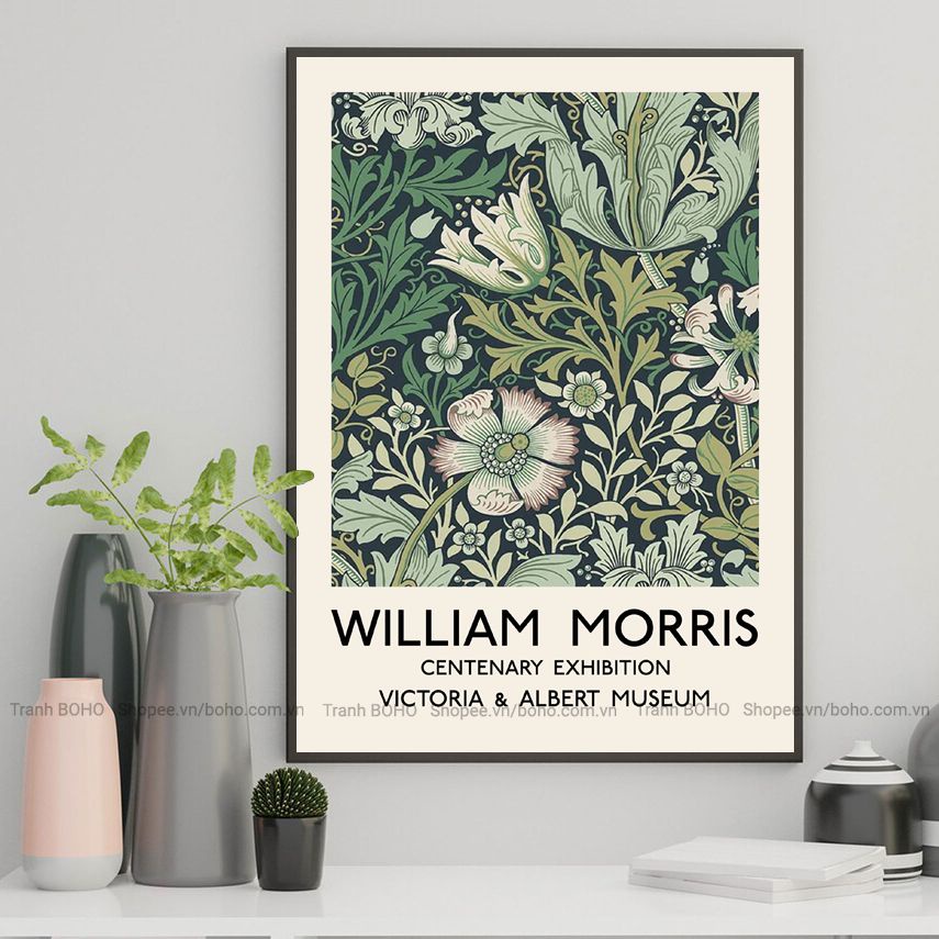 Tranh William Morris - Tranh Canvas Decor treo tường - Tặng đinh 3 chân treo tranh, BH 12 tháng
