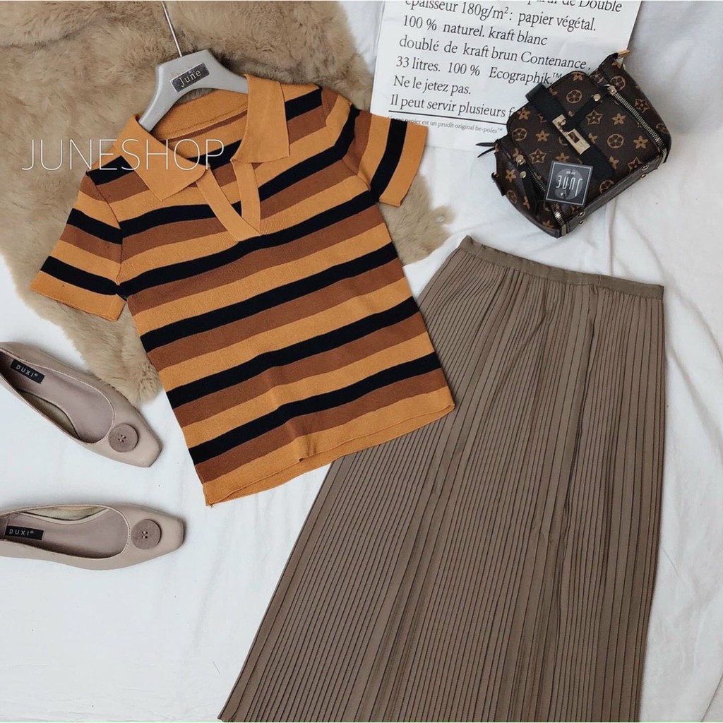 BÁN SỈ ÁO LEN KẺ CỔ ĐỨC 2 MÀU HÀNG QCCC NỮ AN57 | BigBuy360 - bigbuy360.vn