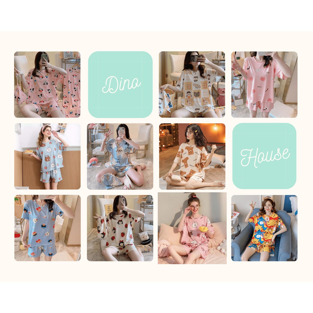 Đồ bộ nữ cotton thun cộc tay, đồ ngủ cộc tay dễ thương nhiều hoạ tiết đẹp | BigBuy360 - bigbuy360.vn
