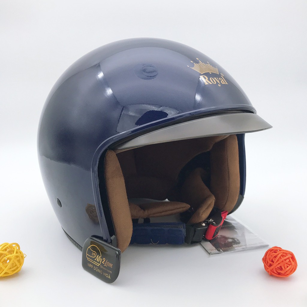 Mũ bảo hiểm 3/4 kính âm Royal M139 xanh mực bóng (tặng kèm túi đựng)