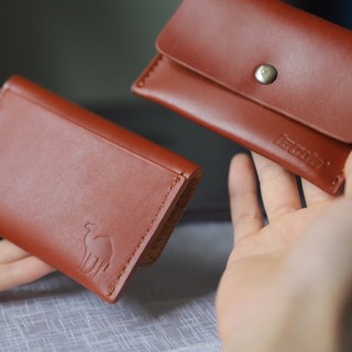 Ví đôi nam nữ đựng thẻ da bò thật đơn giản basic có móc khoá