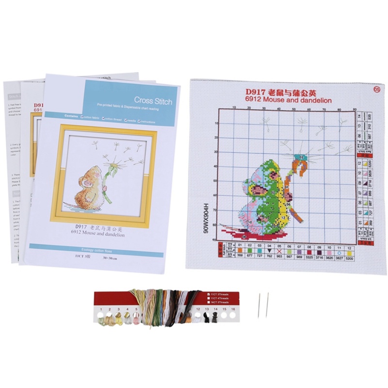 Bộ tranh thêu chữ thập thêu chữ thập hình chuột 11CT 30*30cm DIY