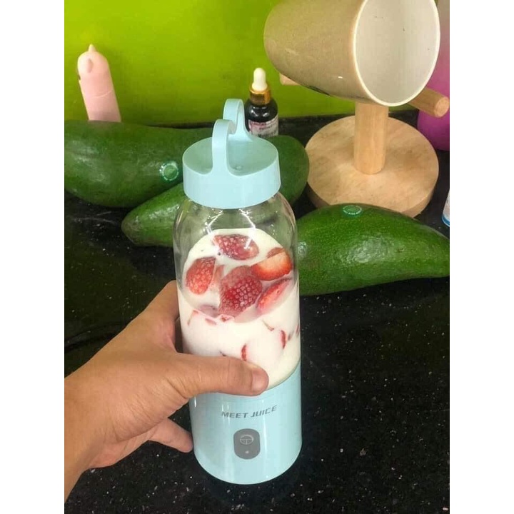 Máy Xay Sinh Tố Cầm Tay Meet Juice Dung Tích 500ml Bền Đẹp Có Quai Xách Tiện Dụng