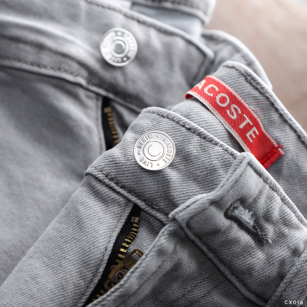 Quần Jean Nam LACOSTE TRƠN CX018 MÀU XÁM Nhạt Form SlimFit Mềm Mịn Co Giãn Hàng Xuất Xịn Có Big Size