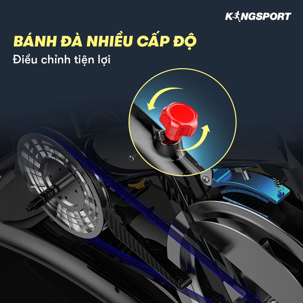 Xe đạp tập thể dục tại nhà Kingsport BK-5804 tải trọng tối đa 150kg, có đồng hồ thông minh đo thông số khi tập luyện