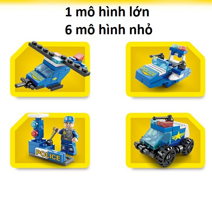 [147 CHI TIẾT] Bộ Lego lắp ráp xếp hình xe Cảnh Sát POLICE bằng nhựa an toàn, giúp bé phát triển tư duy