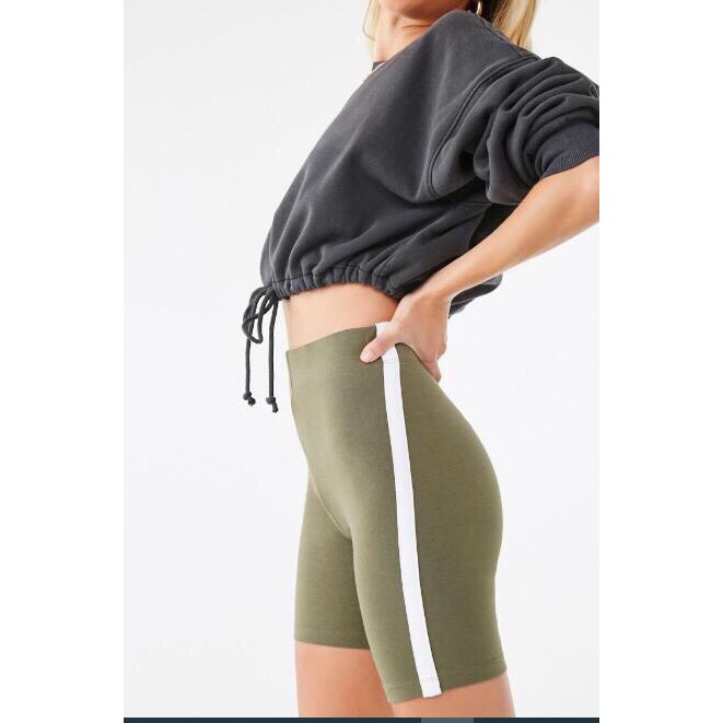 Quần F21 Striped Biker Shorts