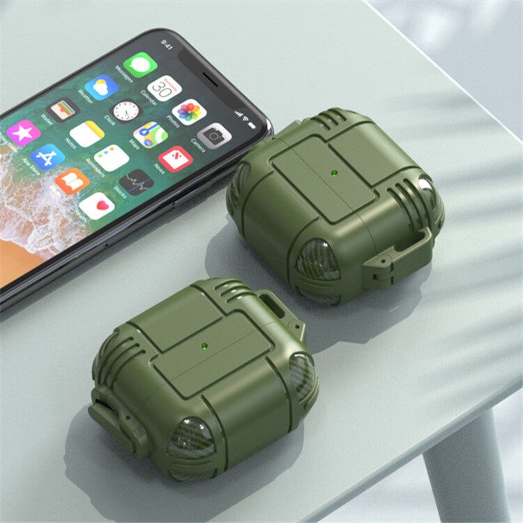 Vỏ Bảo Vệ Hộp Sạc Tai Nghe AirPods 1 2 3 Pro 2 Pro2 Bằng TPU Chống Sốc Có Đèn LED Kèm Móc Khóa