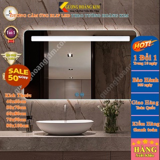 Gương led nhà tắm chữ nhật trang điểm treo tương đèn led cảm ứng thông minh kích thước 60x80 cm - guonghoangkim mirror