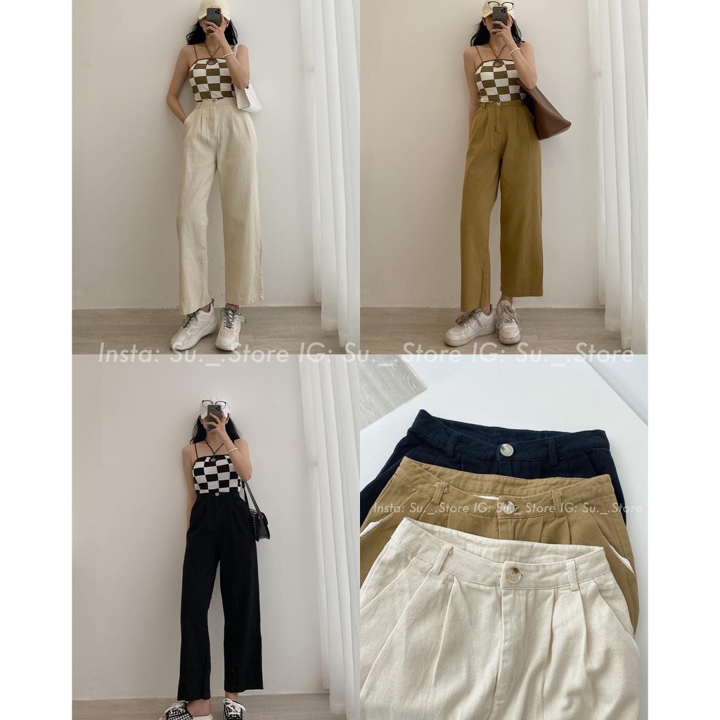 Quần culottes trơn kaki mềm Q422 SUSTORE