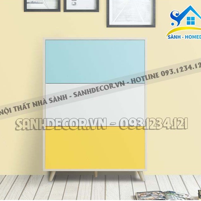 Tủ giầy thông minh gỗ đẹp 90x30x120 cm, tủ giày 3 ngăn đợt xoay STG01 phiên bản màu sắc độc đáo - Made by SÀNH