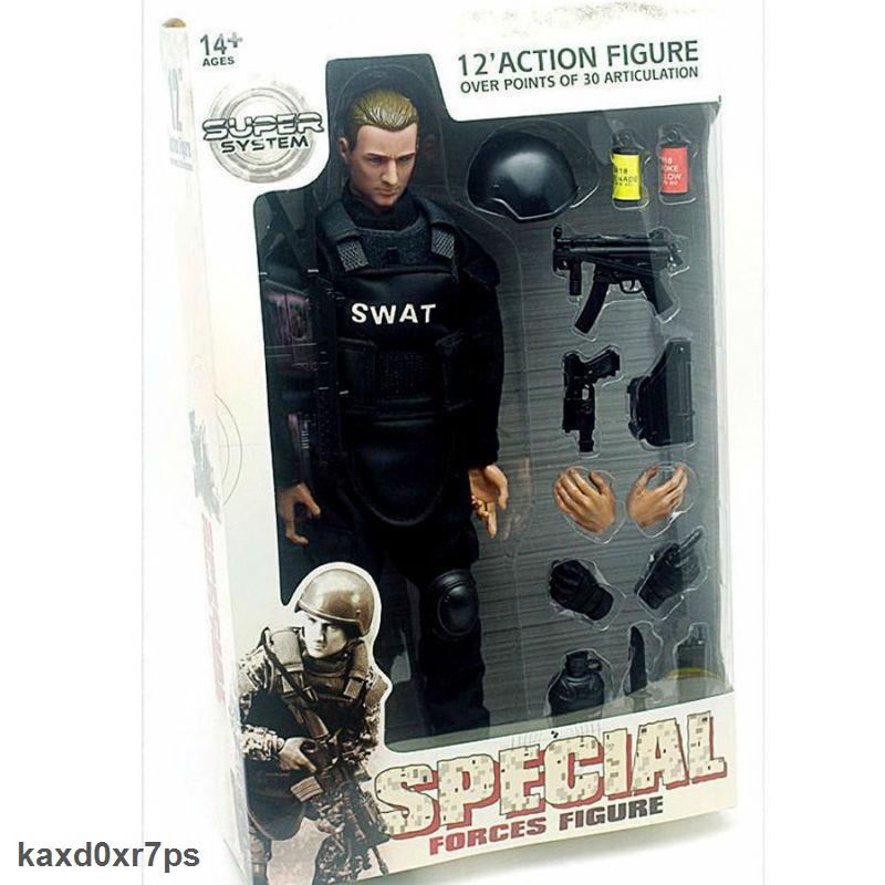 Bảo Hành 1 năm Mô Hình Người Lính 12 SWAT Màu Đen Tỉ Lệ 1/6