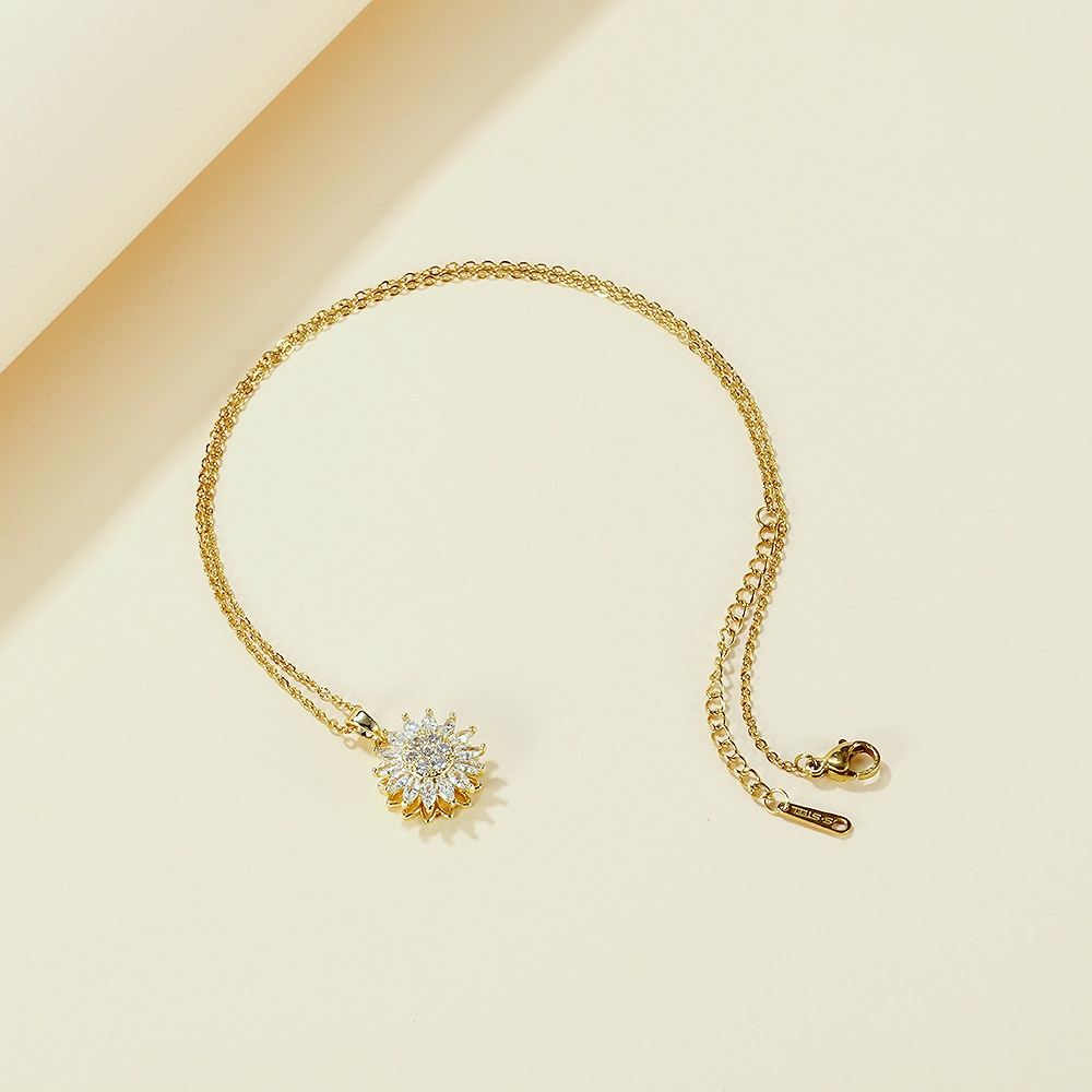 Vòng cổ OPK GDX057 bằng thép không gỉ đính đá zircon thời trang cho nữ