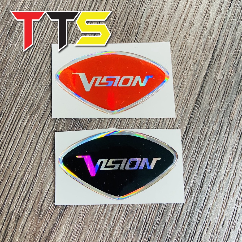 ( VISION ) Logo tem chữ Vision dán mặt nạ chất liệu nhựa nổi nhiều màu sắc