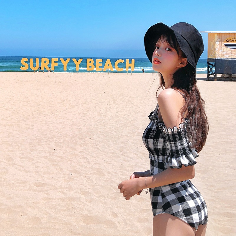 Lovely Female Checkered One Piece Swimwear | BigBuy360 - bigbuy360.vn