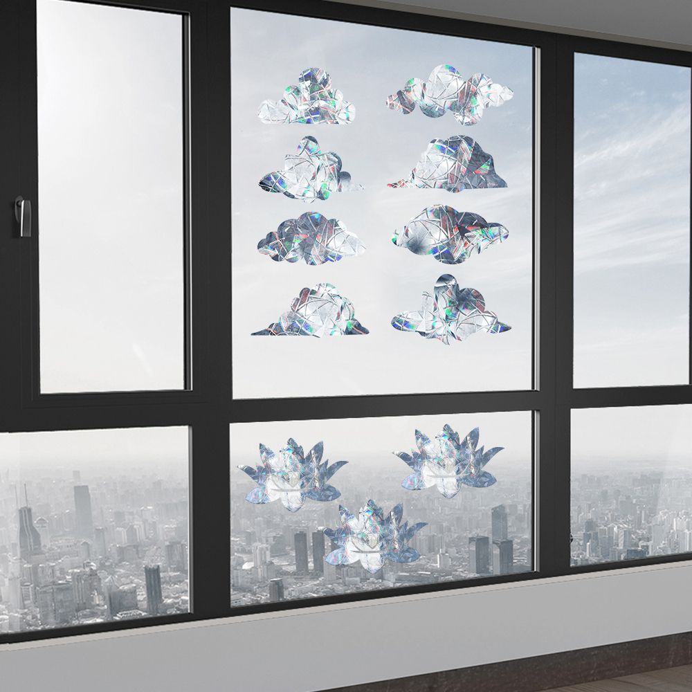 Miếng Dán Cửa Sổ Kính Hình Mèo/ Mặt Trăng Màu Cầu Vồng 3D Tháo Rời Được Tiện Dụng