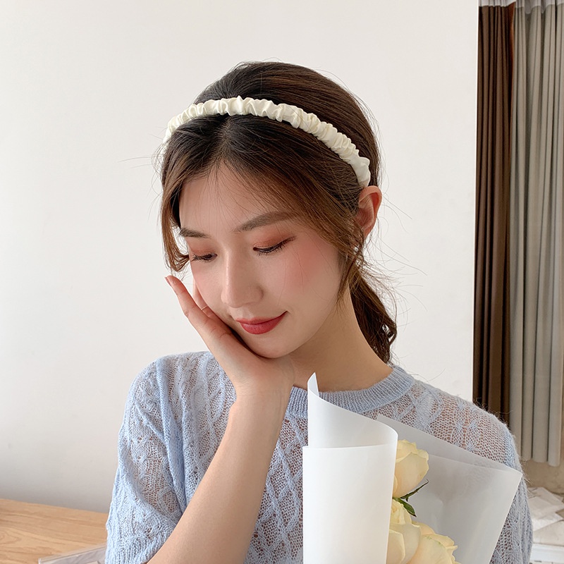 Băng đô cài tóc rửa mặt lụa satin cute cho bé gái Alaba