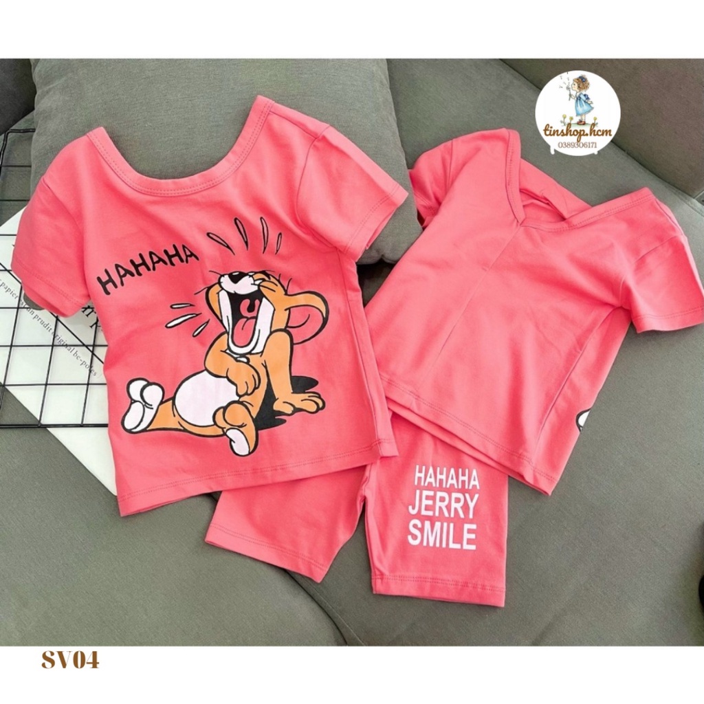 Bộ ngố bé gái mùa hè size đại thun cotton 4 chiều, mềm mát - đồ bộ bé gái mặc mát  A67