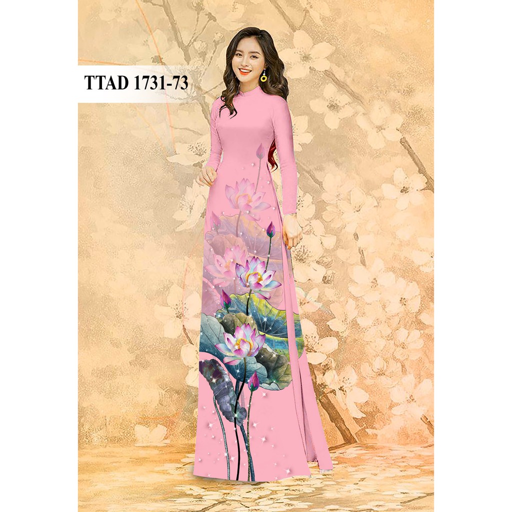 Vải áo dài in 3D họa tiết hoa sen