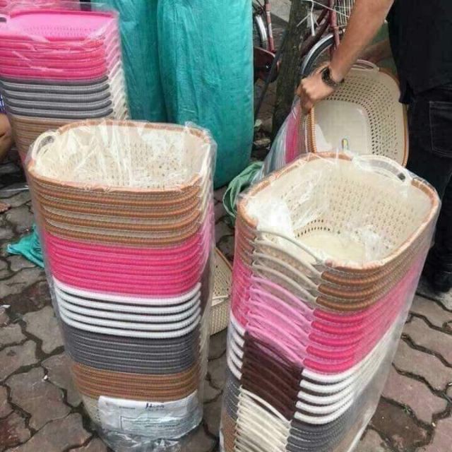 Rổ Nhựa Đựng Việt Nhật Đa Chức Năng syte Hàn Quốc các size. Giỏ nhựa Đan giả mây.