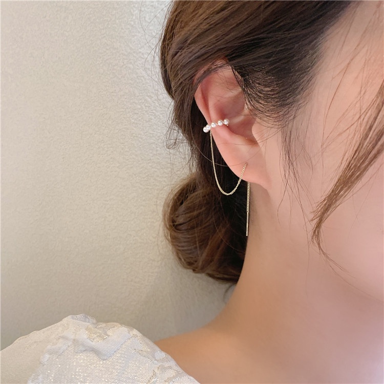 Khuyên Tai Đính Hạt Ngọc Trai Không Đục Lỗ Kiểu Hàn Quốc Ngọt Ngào Cho Nữ