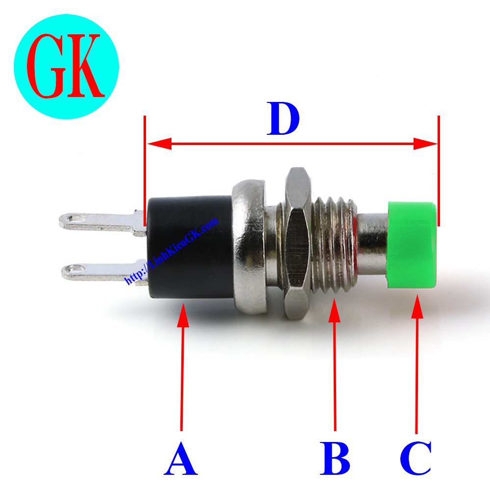 Nút nhấn nhả PB-T005 núm nhựa xanh [F-05]