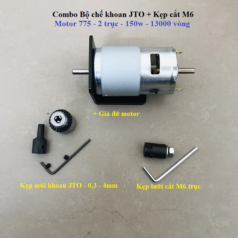 Combo khoan Jto 0,3 - 4mm  và cắt Motor 775 150w 13000 vòng