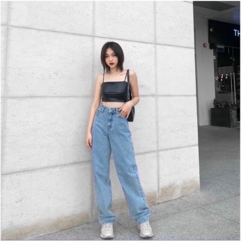 Quần Jean Ống Rộng Cạp Cao Ulzzang(Kèm Video Ảnh Thật 100%)