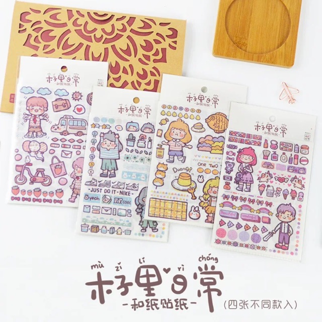 Set 4 tờ stickers dễ thương