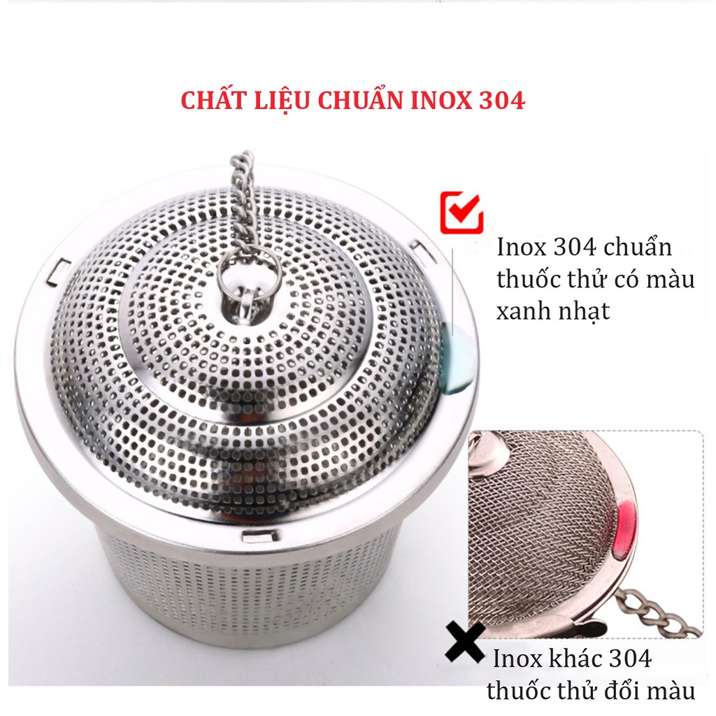 Lọc trà thả ấm Inox 304 cao cấp trọn đời không han gỉ - Lọc gia vị nấu ăn - bã thuốc bắc tiện lợi