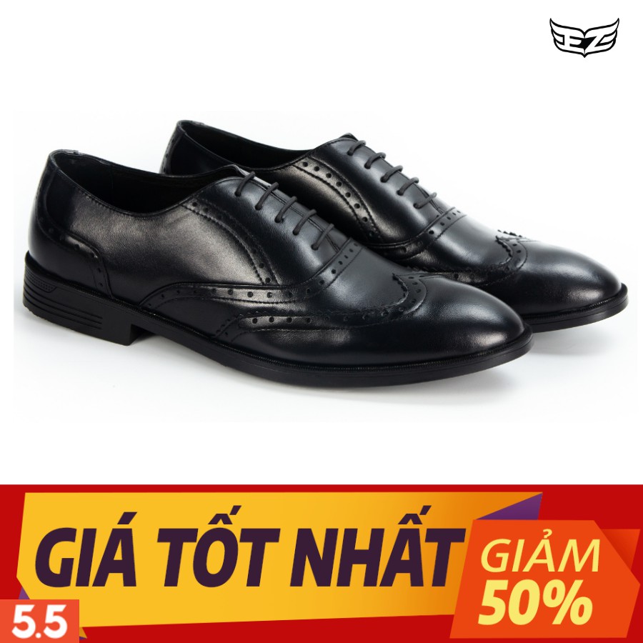 [Siêu Rẻ] Giày Oxford WingTips Black - Giày Công Sở Nam Cao Cấp - Da Bò Nguyên Tấm Nhập Khẩu 100% - BH Chính Hãng 12th