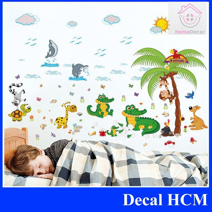 (HCM) Decal dán tường Vườn thú nhỏ 8 - Đại dương - trang trí phòng cho bé thêm sinh động DB072 - decalhcm