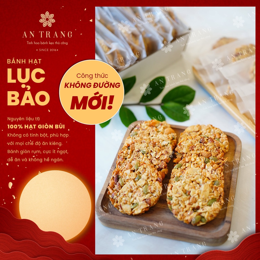 BÁNH LỤC BẢO - Thanh năng lượng tức thì từ Hạt - Ăn thả ga! Bánh Ăn Kiêng eo thon giảm cân không lo béo Cực Ít Ngọt
