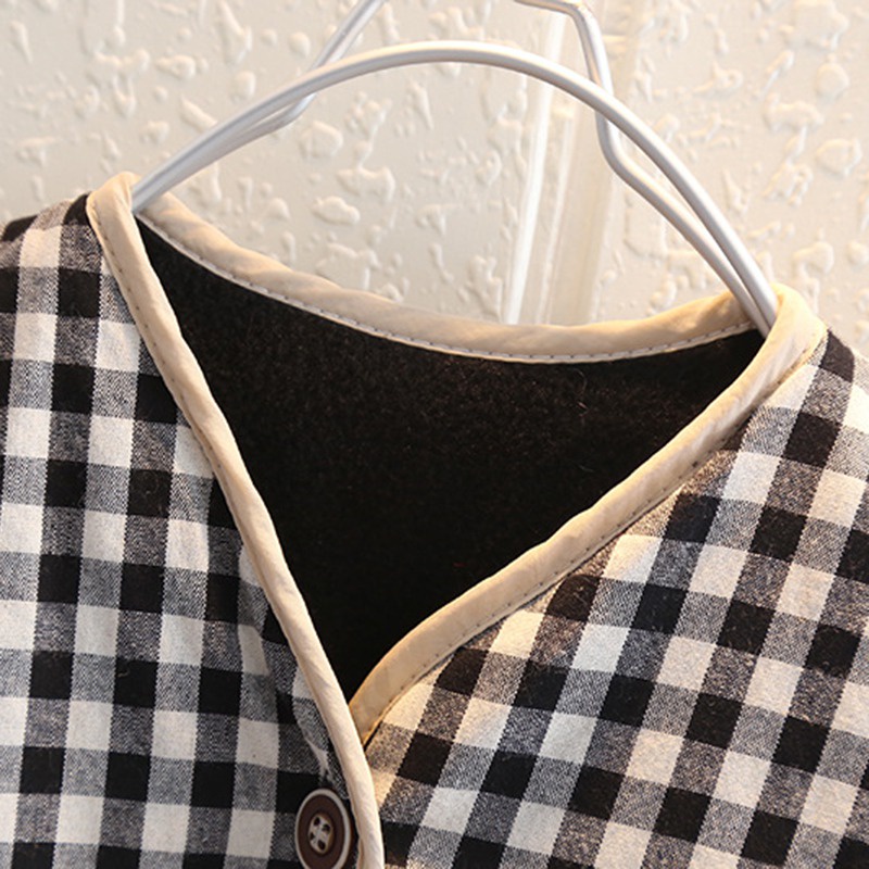 Áo khoác cotton phối len cashmere họa tiết sọc ca rô phong cách Hàn Quốc thời trang cho bé
