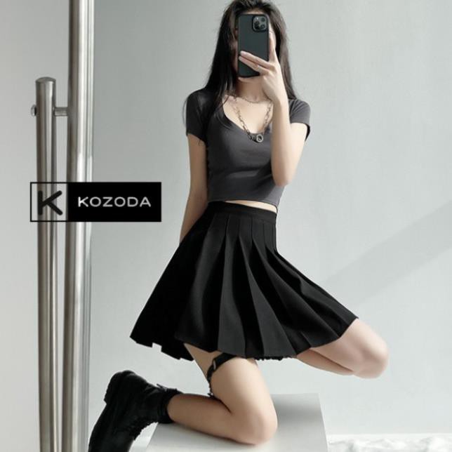 Chân váy tennis xếp li màu trắng đen xếp ly skirt cạp lưng cao ngắn chữ a phong cách ulzzang cv5 kozoda  ྇  ྇