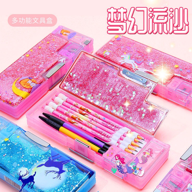 Hộp Đựng Bút Đa Năng Hình Kỳ Lân Phối Cát Lún Xinh Xắn Cho Bé Ốp