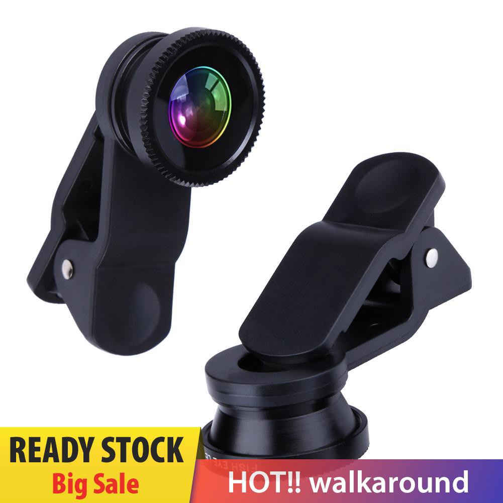 Walk Clip 3-in-1 180 Fish-Eye Lens+Wide Angle Lens+Macro Lens Black