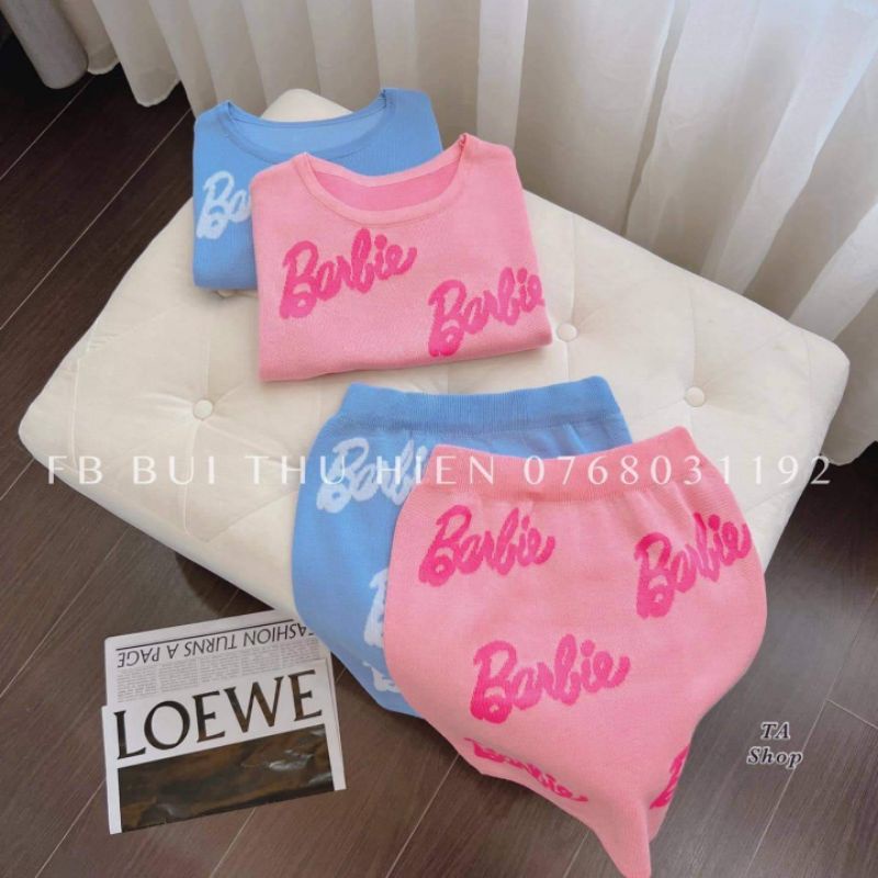 Sét bộ len chữ  barbi hàng QC