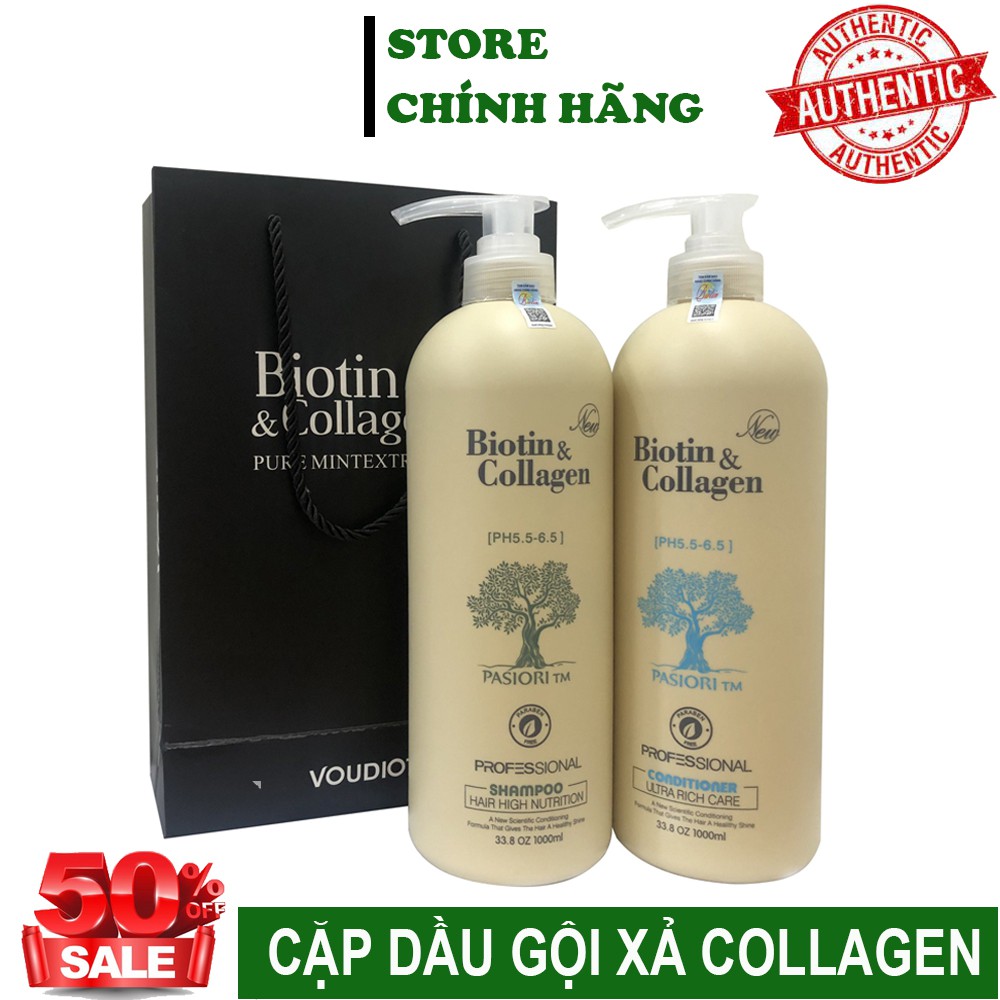 Dầu Gội Cặp Collagen Trắng, Cặp Dầu Gội Biotin Dưỡng Tóc Suôn Mượt ,Phục Hồi Tóc Khô Xơ, Lưu Hương Thơm Lâu Cả Ngày