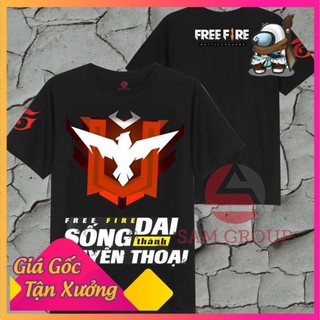 Hình in sắc nét, chất liệu mềm mịn, co giãn 4 chiều, Áo Thun Đen Free Fire - Áo đen Rank FF