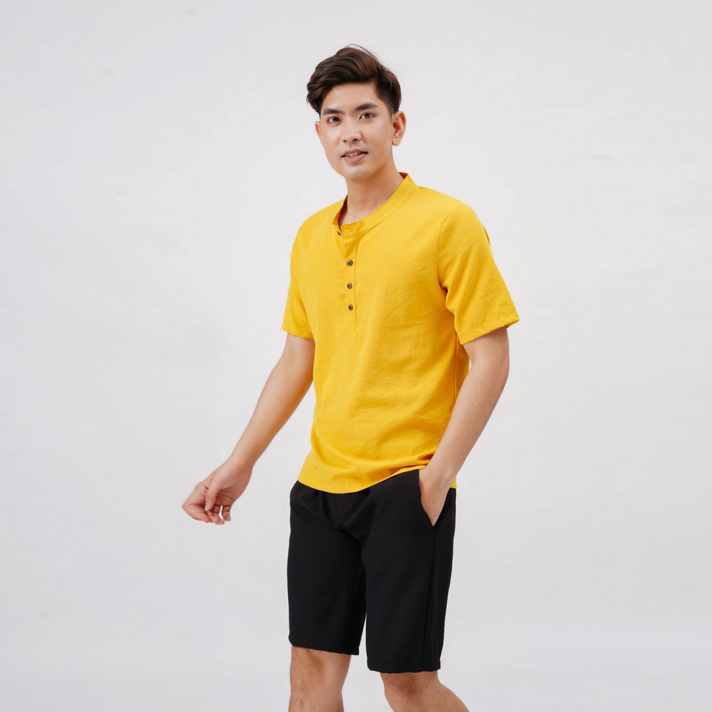 Áo đũi nam cổ tàu cộc tay, chất liệu đũi xước mềm mại thoáng mát, Áo thể thao nam ngắn tay AD.HH006 | BigBuy360 - bigbuy360.vn